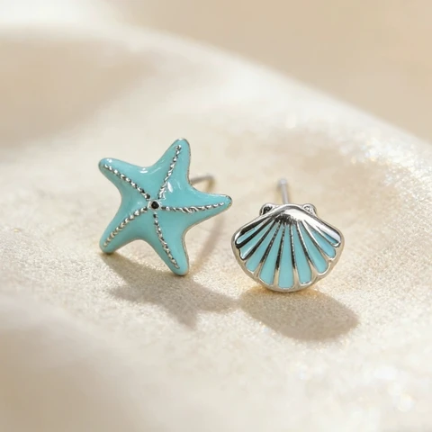 Серьги-гвоздики MEYRROYU в океанском стиле