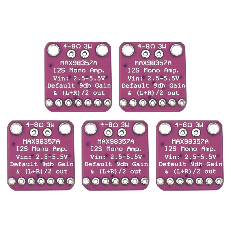 

5-кратный Max98357 I2S 3 Вт, усилитель класса D, прерывающий интерфейс, ЦАП, модуль декодера, безфильтровая аудиоплата для Raspberry Pi Esp32