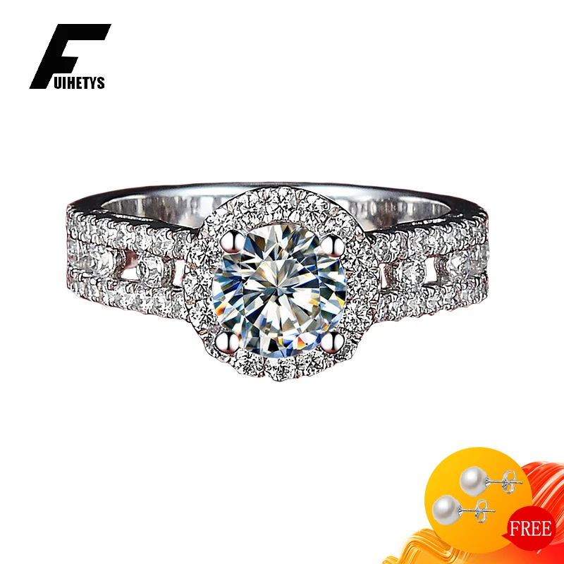 

Luxury 925 Silver Jewelry Ring for Women Round Shape Elegant Zircon Gemstones Finger Rings Accessories Wedding Engagement Party