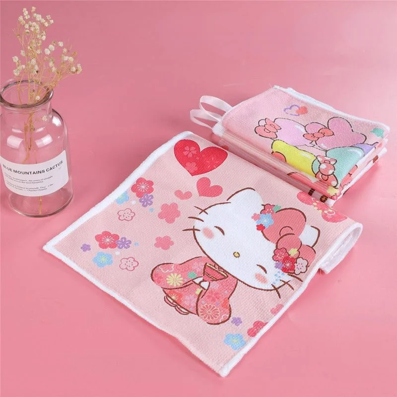 

Подвесное полотенце для рук Kawaii KT с аниме-рисунком из мультфильма, абсорбирующее полотенце из чистого хлопка, Детский платок, утолщенный, бе...