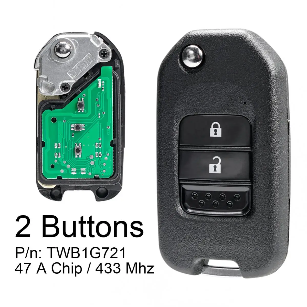 

433Mhz 3Buttons Car Remote Key Type-A Key Blade Automobile Key Housing Electronic 47A chip TWB1G721 Automobile Key for Honda