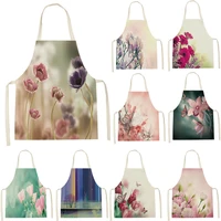 beautiful flower print apron kitchen anti fouling and oil proof household apron korean kitchen supplies cooking accessories