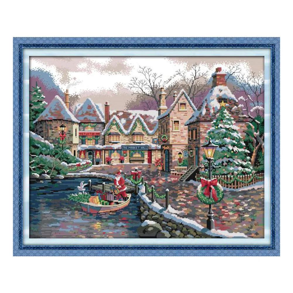 

Crossstitch Christmas town complete counted cross stitch kit with tools perfect for beginners and experienced stitchers