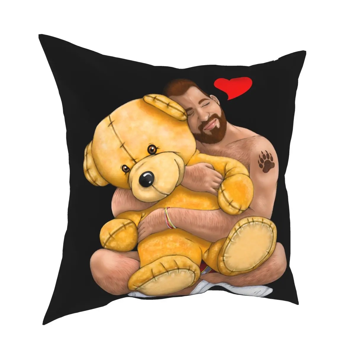 

Bear Hug Pillowcase Home Decorative Gay Bear Art Pride Grrr LGBT Cushions Throw Pillow for Car Polyester Double-sided Printing