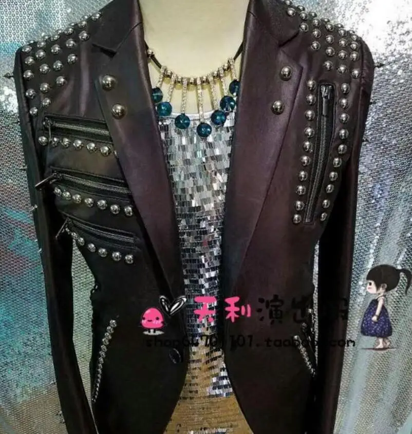 

Spring Men's New Fashion Street Dance Jazz Stage Clothing Drums Rock Singer Costumes S-5XL