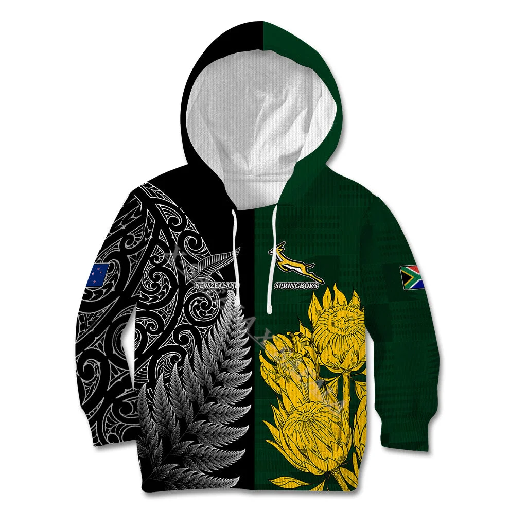 

South Africa Springbok Rugby 3D Print Hoodie Boys and Girls Harajuku Parent Outdoors Hooded Children's Pullover Sportswear-2