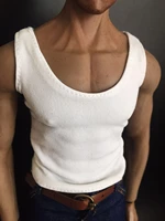16 scale male clothes white black stretch vest fit 12 inches male strong muscular body model