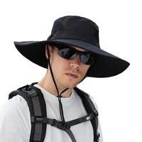 summer drawstring mesh breathable bucket hats wide brim hat men sports sun protection uv fisherman hat fishing camping visor hat