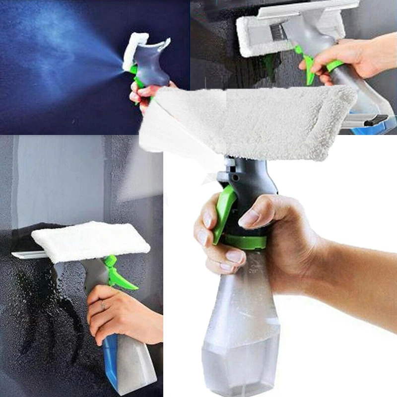 

3 in 1 Car Window Glass Cleaner Wiper with Spray Bottle Scraper Car Detail Cleaning Washing Tool for Car Home
