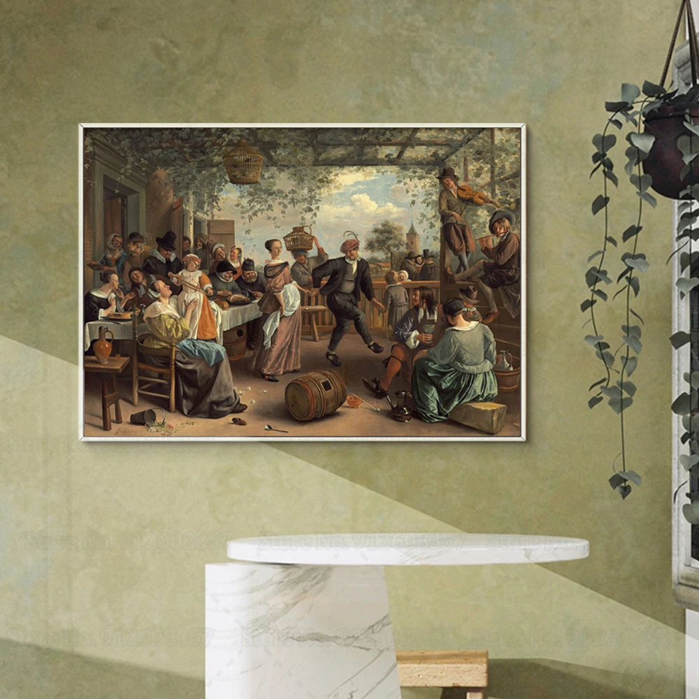 

Jan Steen, танцующая пара, холст, живопись, праздничная окружающая среда, плакат, настенное искусство, Декор