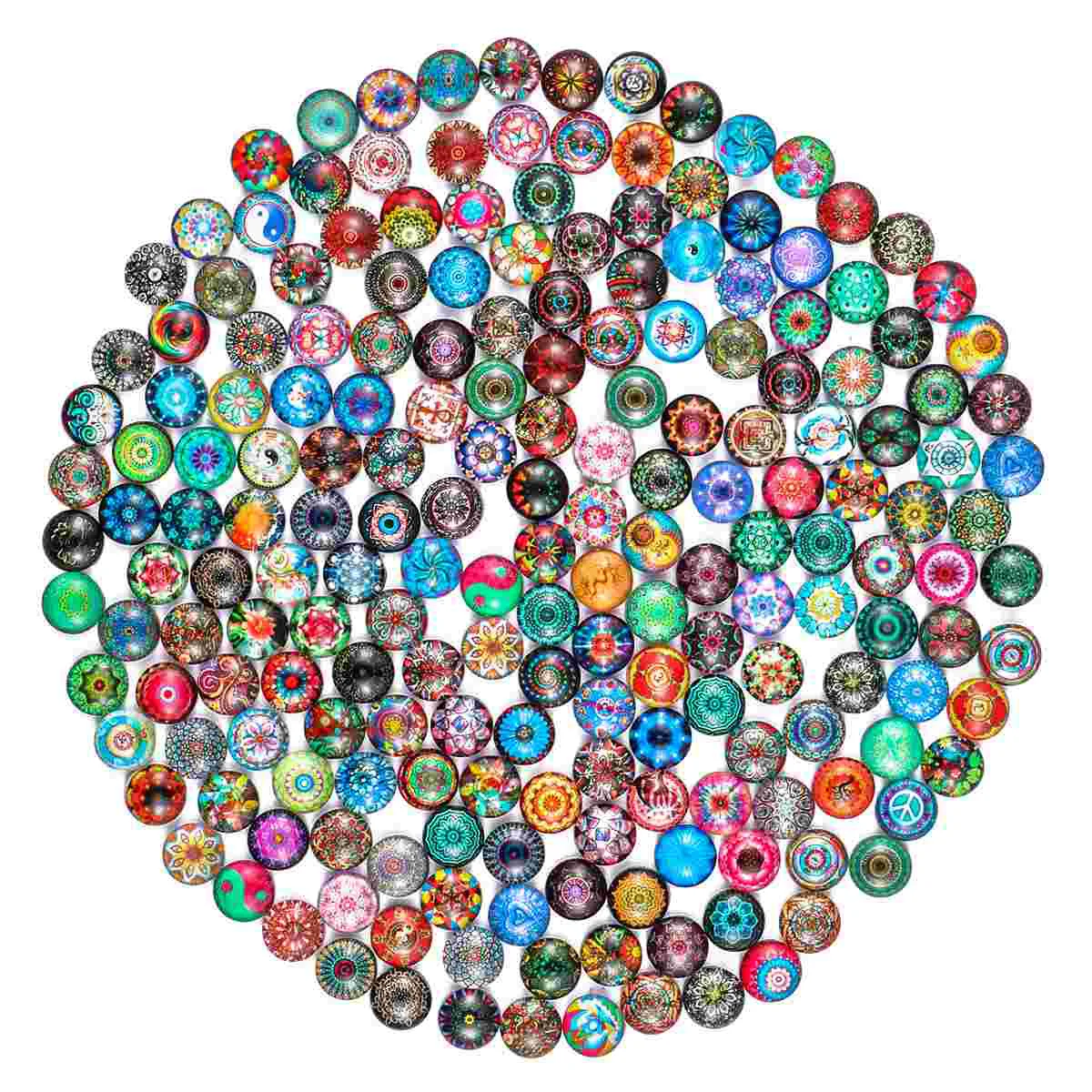 

200 Pcs Mosaic Tiles Mixed Round 10mm Diameter Glass for Handmaking