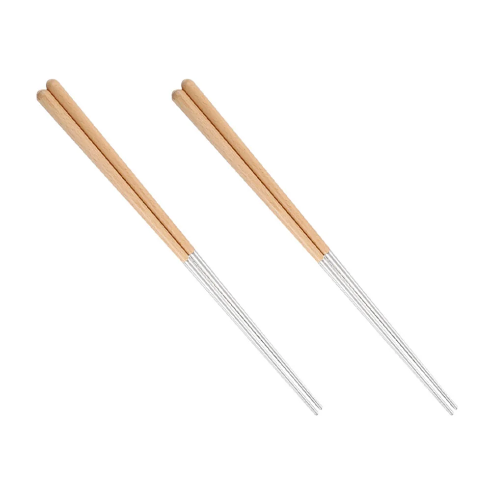 

2 Pairs Hot Pot Chopsticks Anti-slip Fried Kitchen Supplies Stainless Steel Lengthen Reusable Noodles