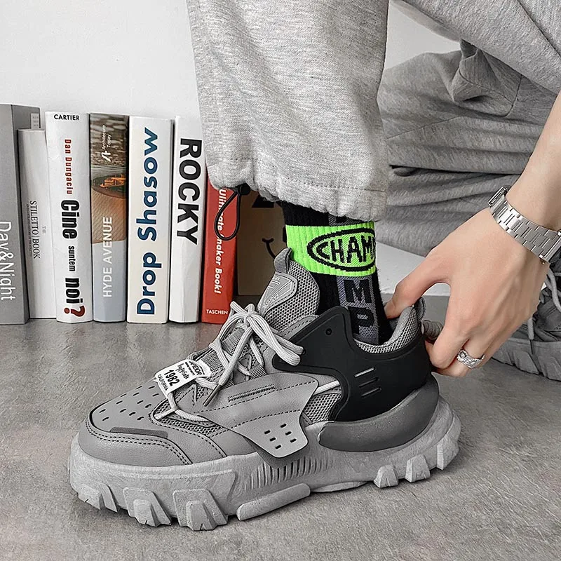 

New Casual Vulcanized Shoes Man Platform Sneakers Lace Up Sneakers Young Trend Men's Sneakers Breathable Dad Chunky Sneakers