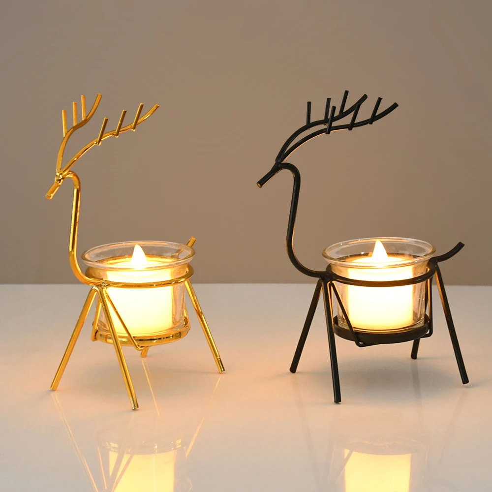 

Christmas Deer Metal Wrought Iron Candle Holder Reindeer Tealight Candlestick Christmas Decorations For Home Xmas Ornaments 2023