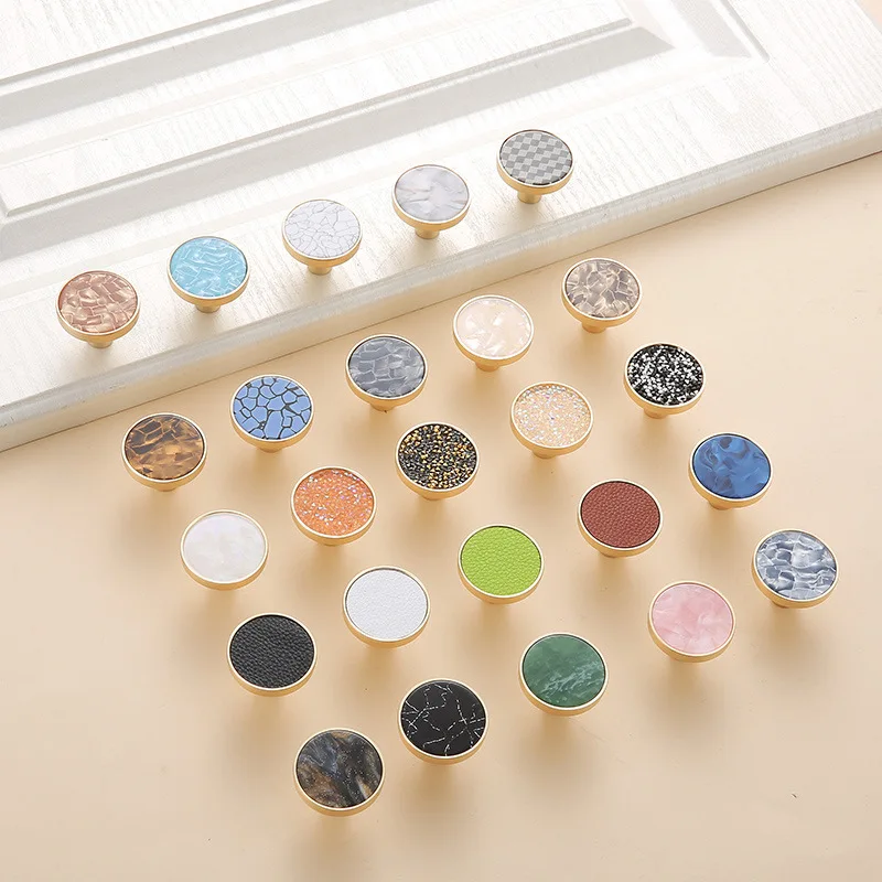 

Brass Salad Hand Nordic Furniture Simple Pearl Shell Wardrobe Door Handle Drawer American Single Hole Round Small Handle Cabinet