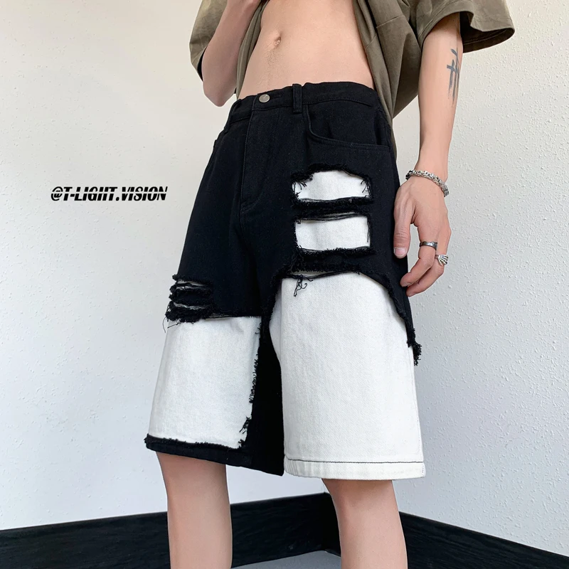 

KUANGNAN Patchwork Big Size Shorts Jeans Men's Jean Half Pants Baggy Summer Vintage Clothing New Male Denim Cargo Sale 5XL 2023