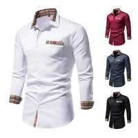 2022 spring and autumn new 45 cotton korean mens casual long sleeve shirts large size lapel solid color cardigan mens tops