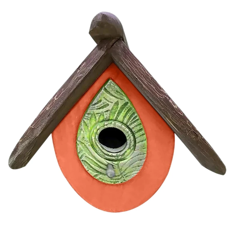 

Hand Carved Wood Birdhouse Creative Outdoor Hanging Birdhouse Ornament For Garden Courtyard Terrace Decoration