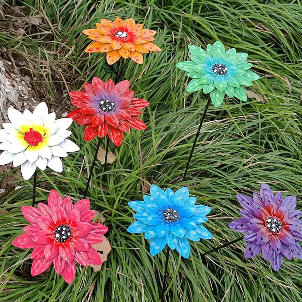 

Металлическая мельница для цветов, вращающаяся цветная кованая железная стойка для цветов с садовым декором, Спиннер, ветряные цветы, газон...