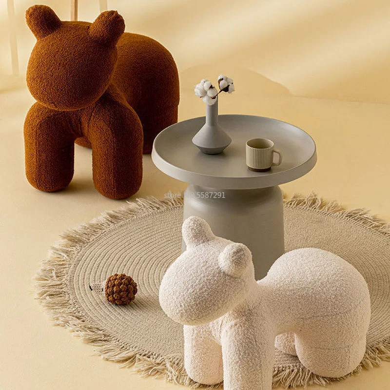 

Nordic Style Children Plush Chair Cartoon Animal Pony Seat Household Stool Cute Creative Living Room Chair Plush Bedroom Ottoman