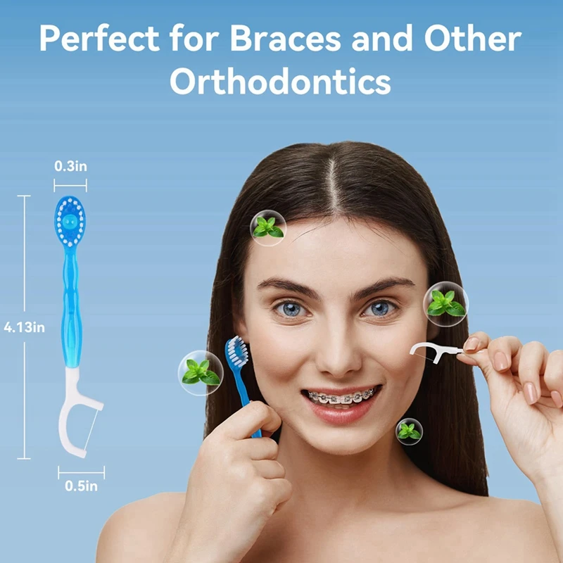 Одноразовые дорожные зубные щетки 5-в-1 + нить палочка скребок для зубов