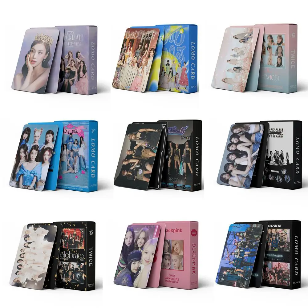 

55PCS/Set Kpop Girl Group TWICE IVE ITZY AESPA New Album BP Small Card LOMO Small Card Postcard Around Fan Gifts