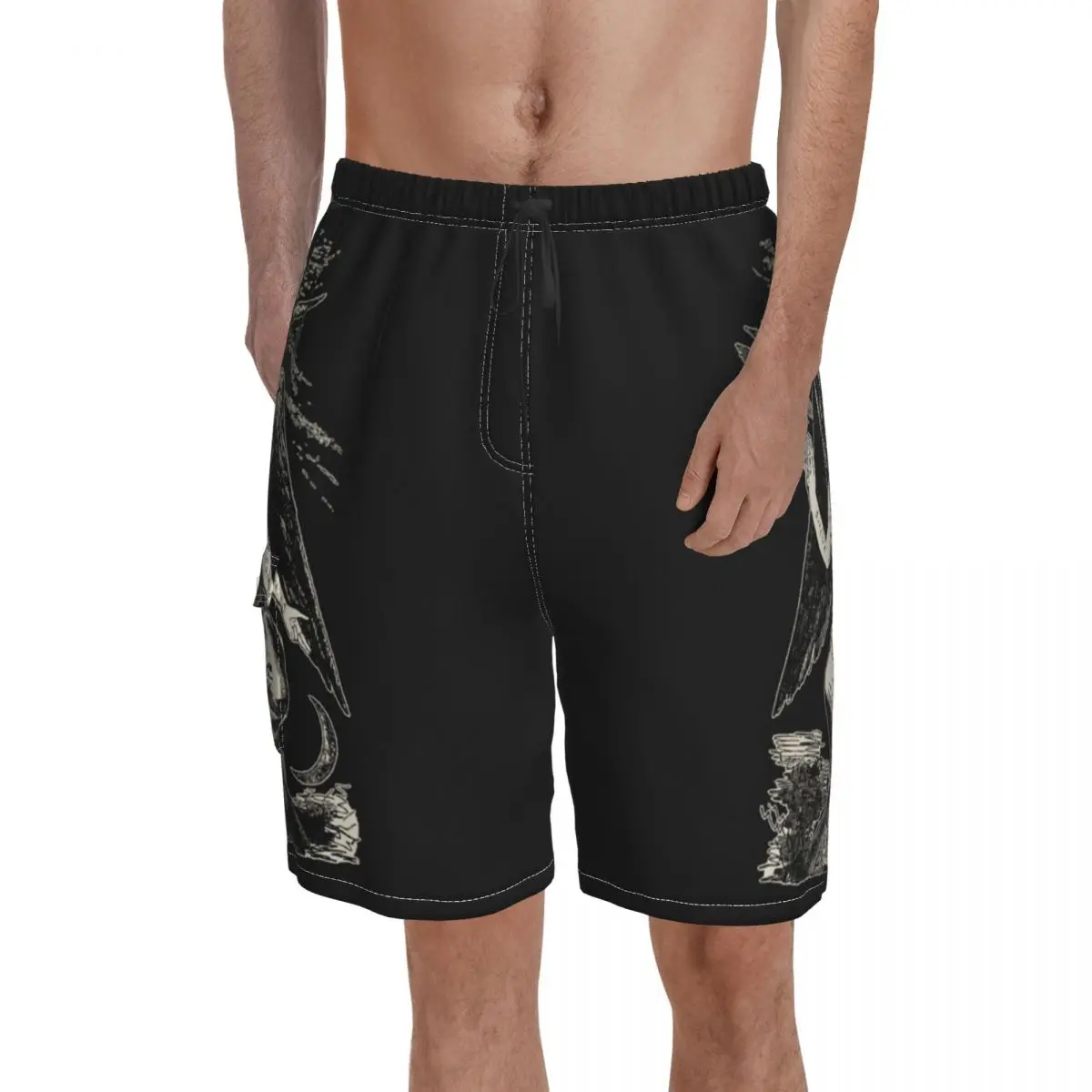 

Пляжные шорты Baphomet teufel devil v, шорты с эластичной резинкой на талии и принтом, Плавки размера плюс 2XL