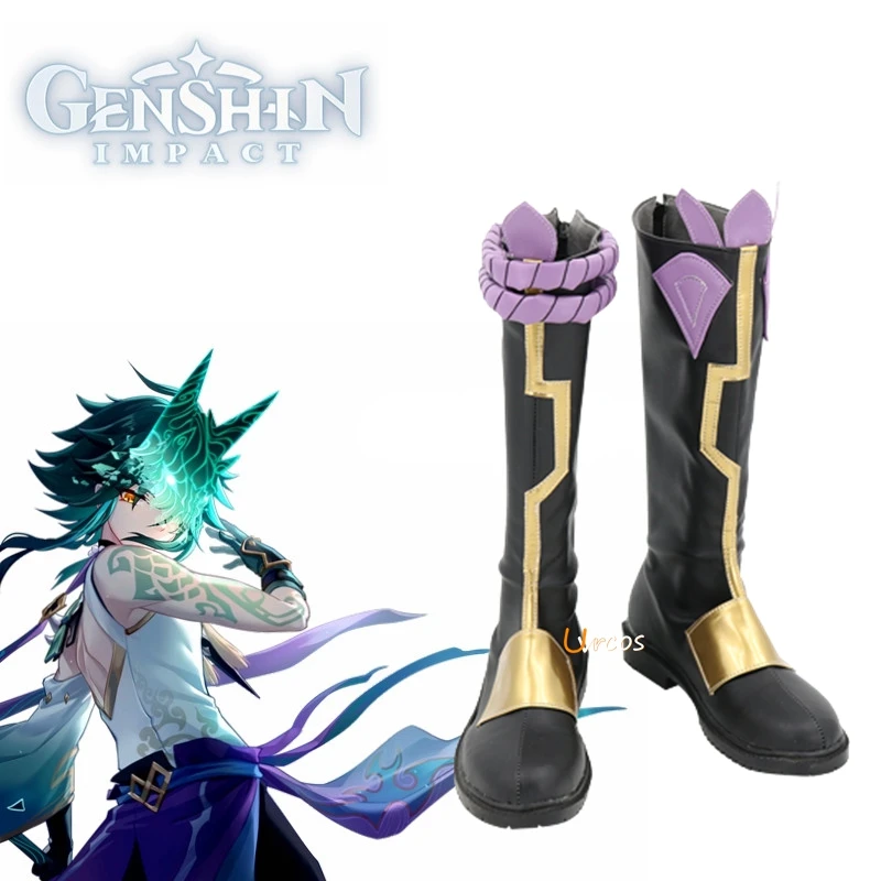 

Game Genshin Impact Xiao Cosplay Halloween Party Shoes Fancy Boots Custom-Made
