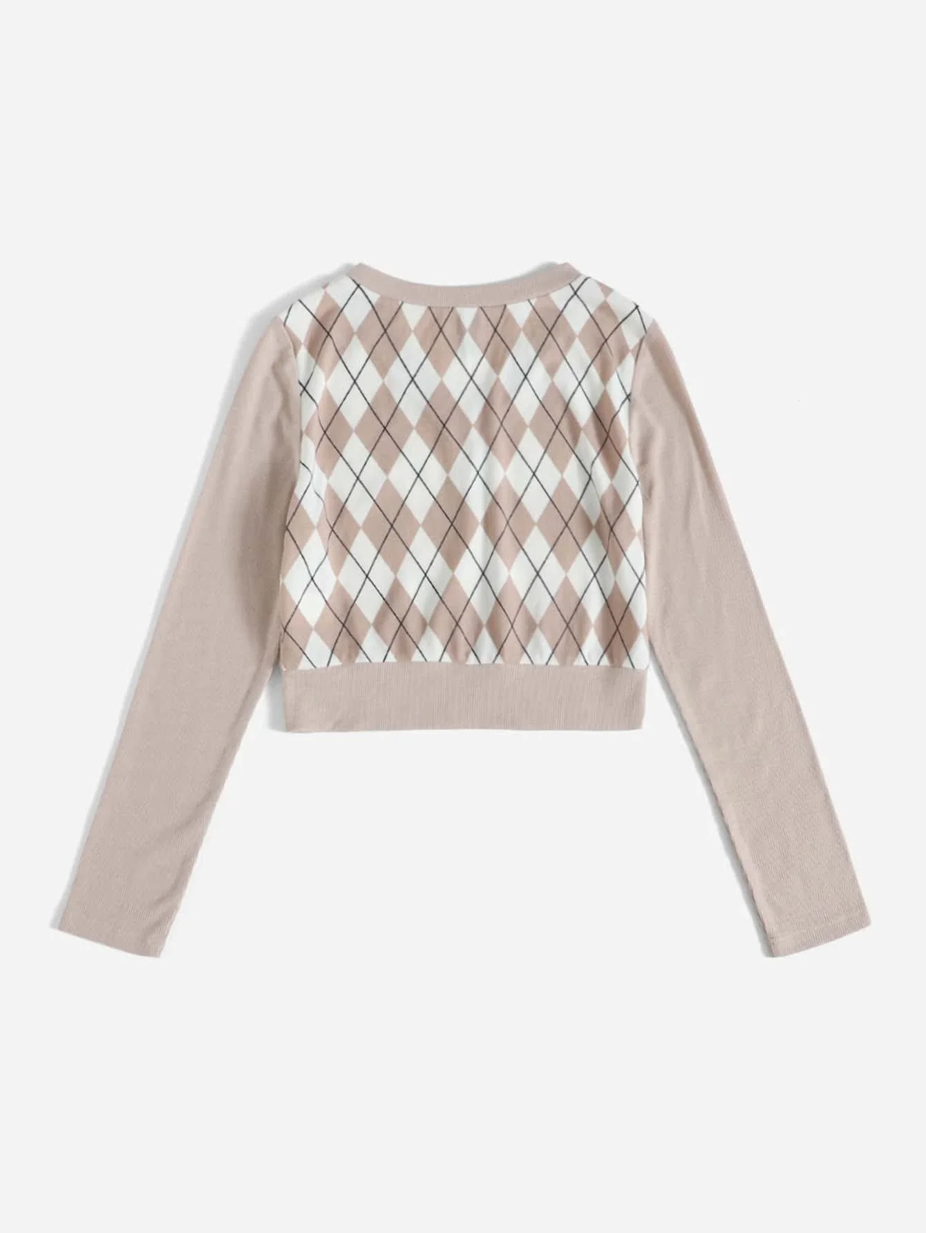 

y2k Argyle Pattern Ribbed Knit Tee