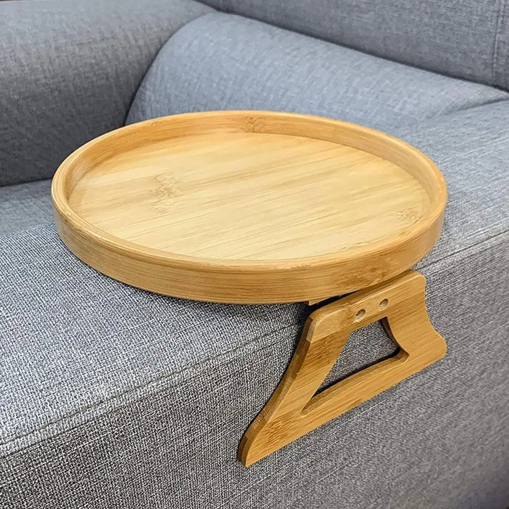 

Деревянные боковые столы, подлокотник из натурального бамбука для дивана, круглый поднос с зажимом для удаленных напитков, чашек, телефонов...