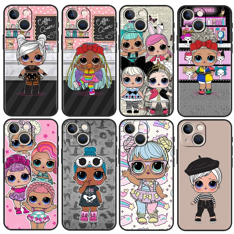 

Funny Surprise Doll LOL For Apple iPhone 13 12 11 Pro Max Mini XS Max X XR 6S 6 7 8 Plus 5S SE2020 Soft Black Phone Case Fundas