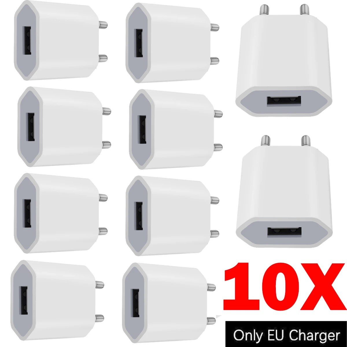 

10pcs Power Charger Type c Cable Charger Usb 1A EU US USB Wall Plug Phone Charger Power Adapter For phone 7 8 X Samsung Xiaomi