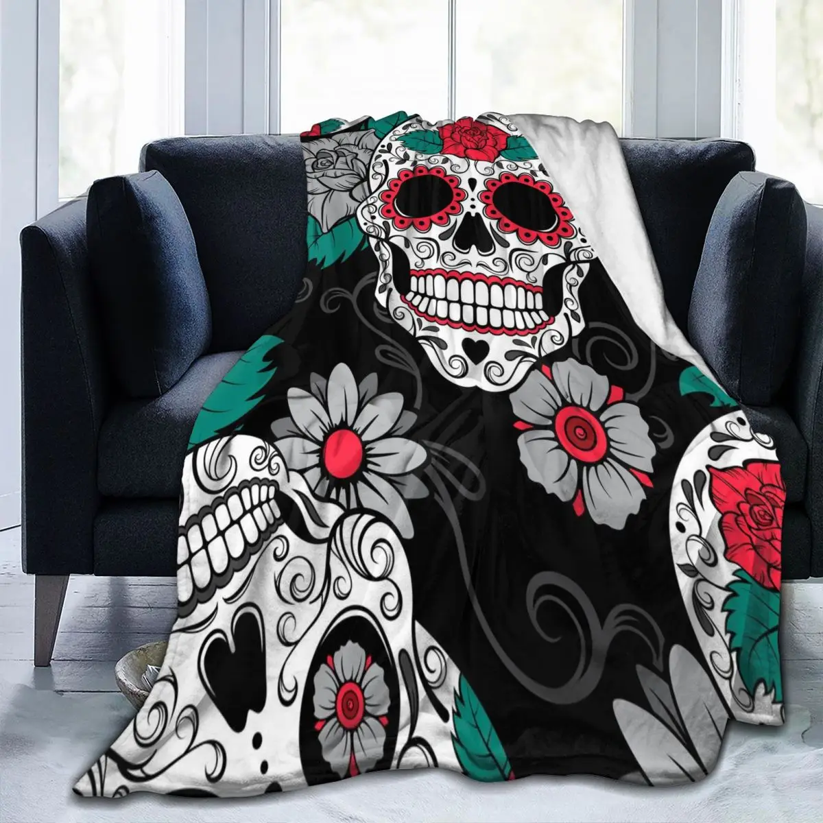 

Уникальное одеяло для семьи, готические черепа, День мертвых, прочное супермягкое удобное одеяло для дома, подарок