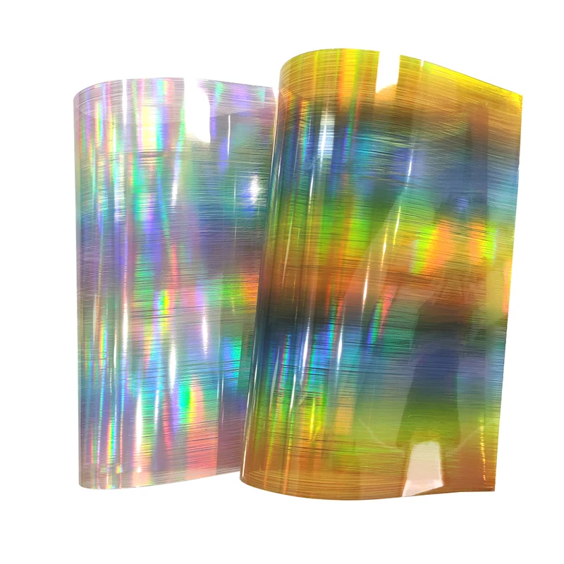 

Wire Drawing Holographic Rainbow Light Pillar Flexible PVC Film for Making Shopping Bag 46x135cm
