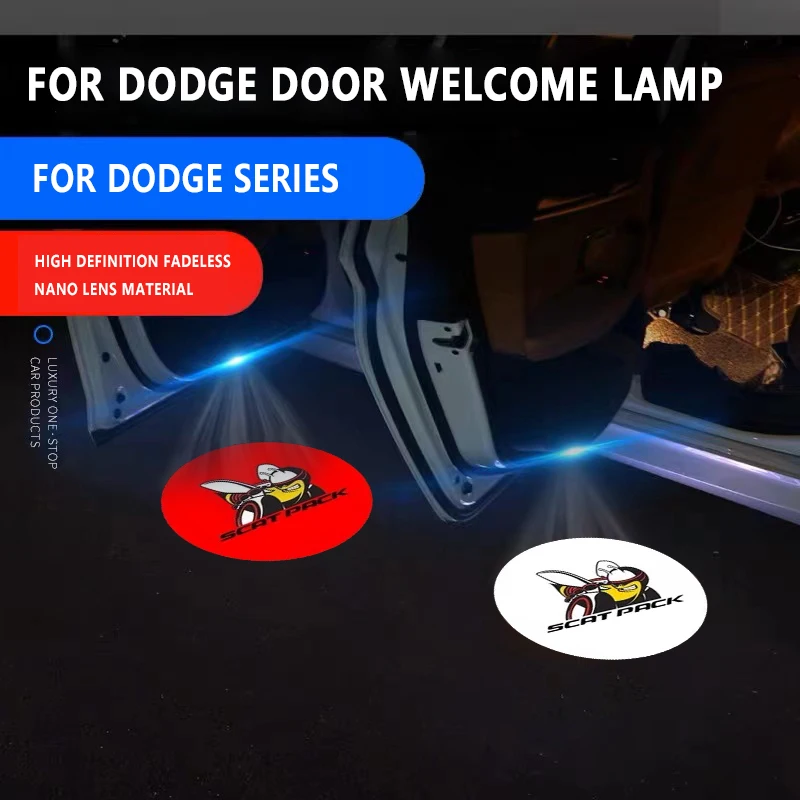 

2PCS LED Car Door Logo Light Projector For Dodge Challenger SRT Demon Scat Pack Charger Emblem Ghost Shadow Welcome Light