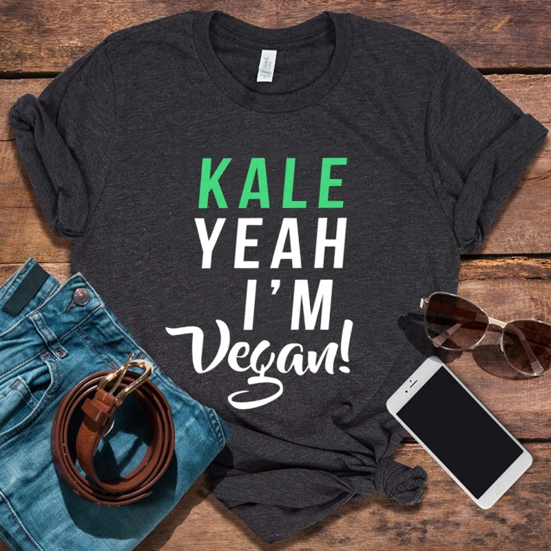 

Женская Вегетарианская футболка I'm веган, уличная одежда, топы с зеленой едой в стиле Харадзюку, летние футболки, женская одежда больших раз...