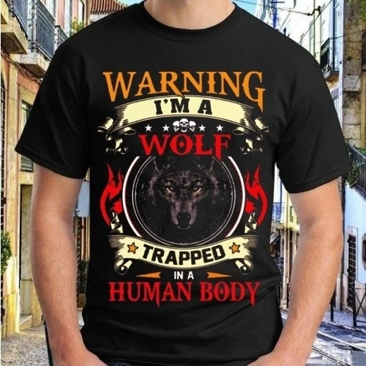 Футболка предупреждающая i m a wolf в присутствии человека |