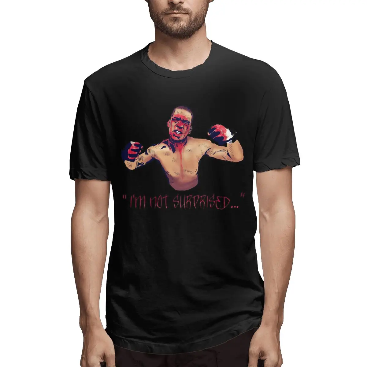 

Футболки с надписью Nate Diaz Not Surprise, футболка с графическим рисунком для пар в стиле Харадзюку, 100 хлопок, базовые футболки с круглым вырезом, же...