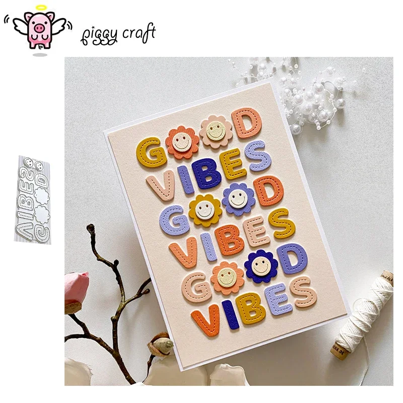 Piggy Craft металлические штампы для резки форма Good Vibes письмо скрапбук нож рукоделия