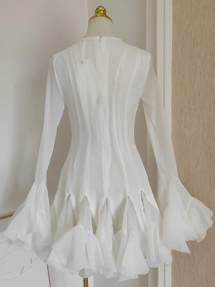 Женское вечернее платье-трапеция DEAT Элегантное однобортное платье с круглым