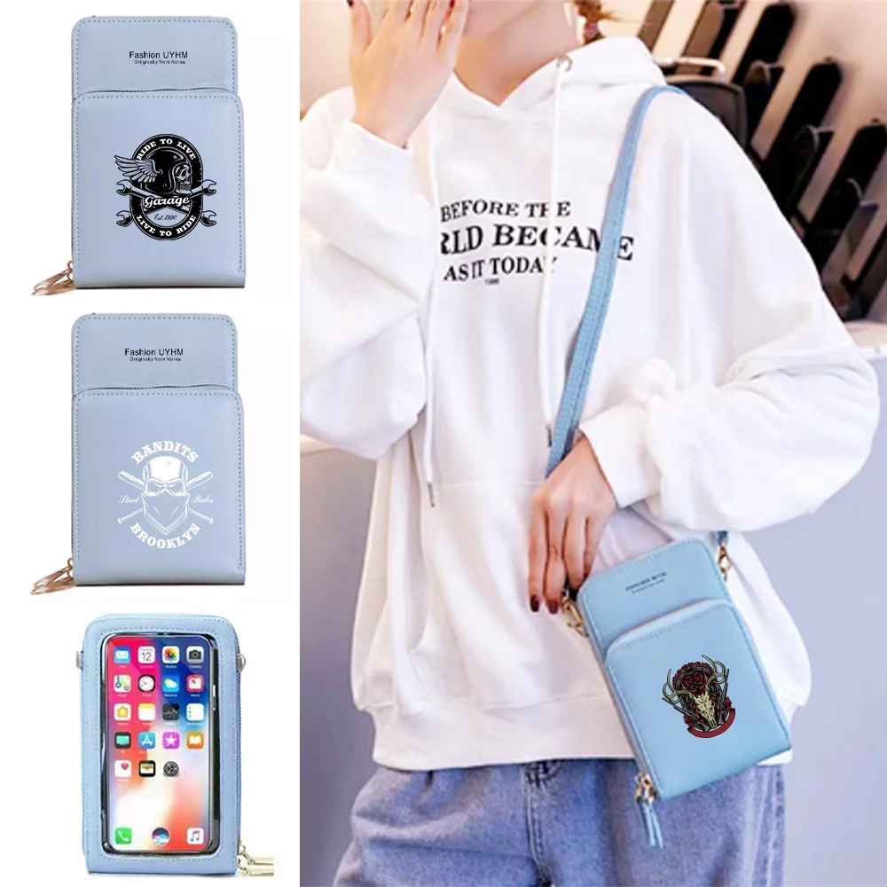 Купи Women's Wallets Mobile Phone Bags Card Storage Purse Apple/Huawei Universal Cell Phone Pack for Female Crossbody Bag Skull Print за 467 рублей в магазине AliExpress