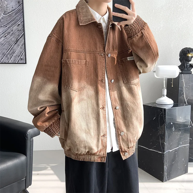 

Мужская Новая повседневная куртка с градиентом, Молодежная Красивая универсальная Свободная куртка, 2022