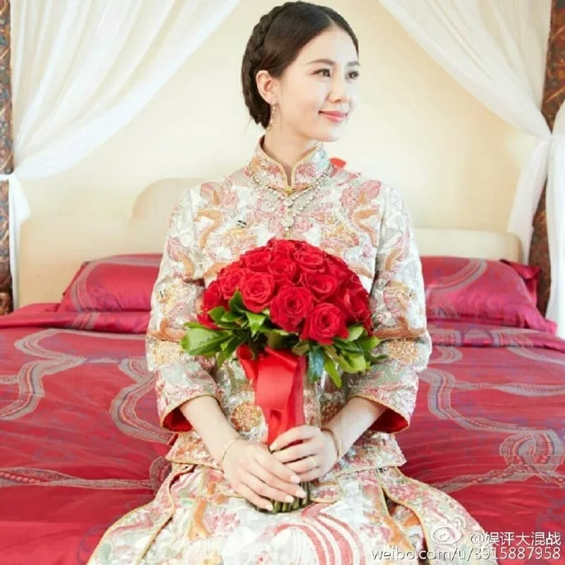 Золотое свадебное платье для невесты китайское Ципао современное потрясающая