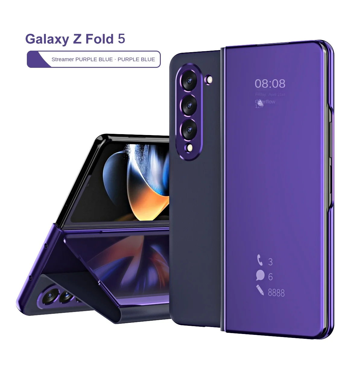 

Mirror Clear View Flip Phone Case for Samsung Galaxy Z Fold 5 4 3 5G Fold3 Fold4 Fold5 PU Leather Shell Full Protection Cover