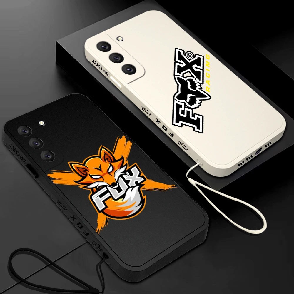 

Luxury Sport Motorcycle Racing Foxes Phone Case For Samsung Galaxy S23 S22 S21 S20 Ultra FE S10 Note 20 Plus With Lanyard Cover