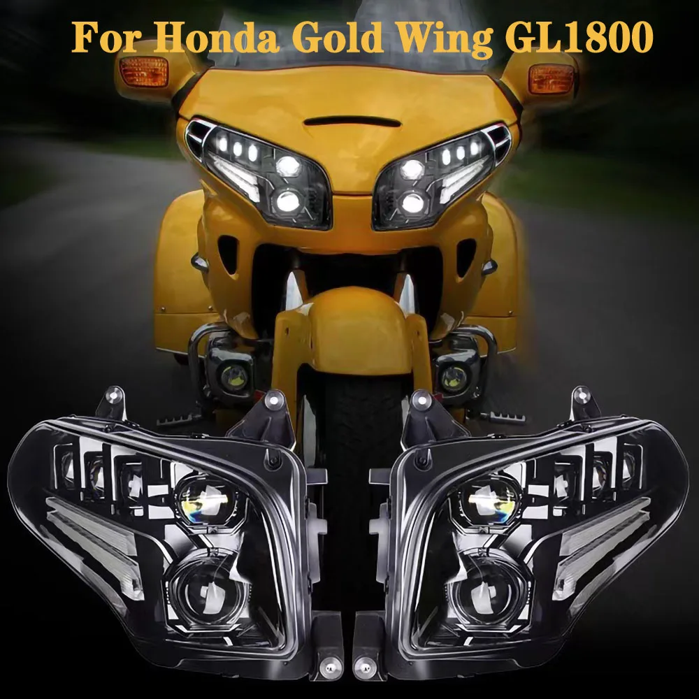 

Black LED Headlight Headlamp For Honda GoldWing GL1800 2001-2017 120W Moto LED Light Headlights Motobike Headlamp