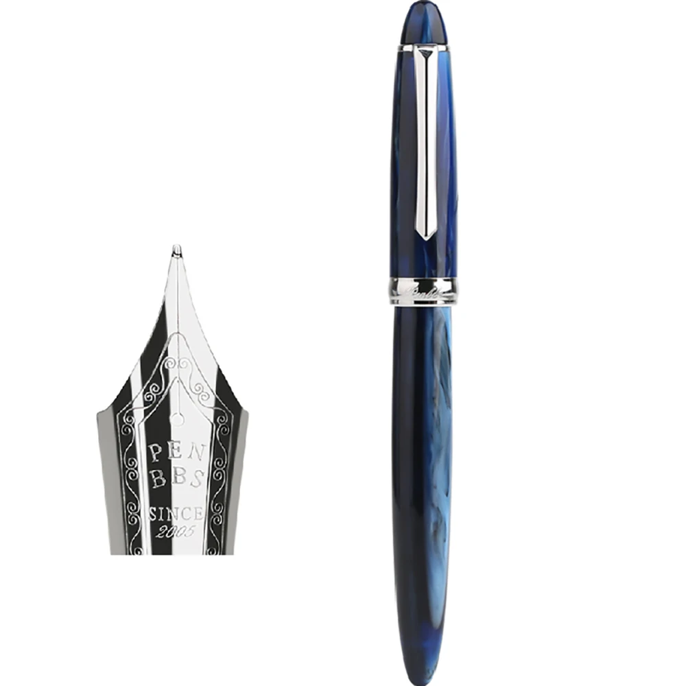 Перьевая ручка PENBBS 308 акриловая с тонким иридиевым наконечником 0 5 мм серебряный