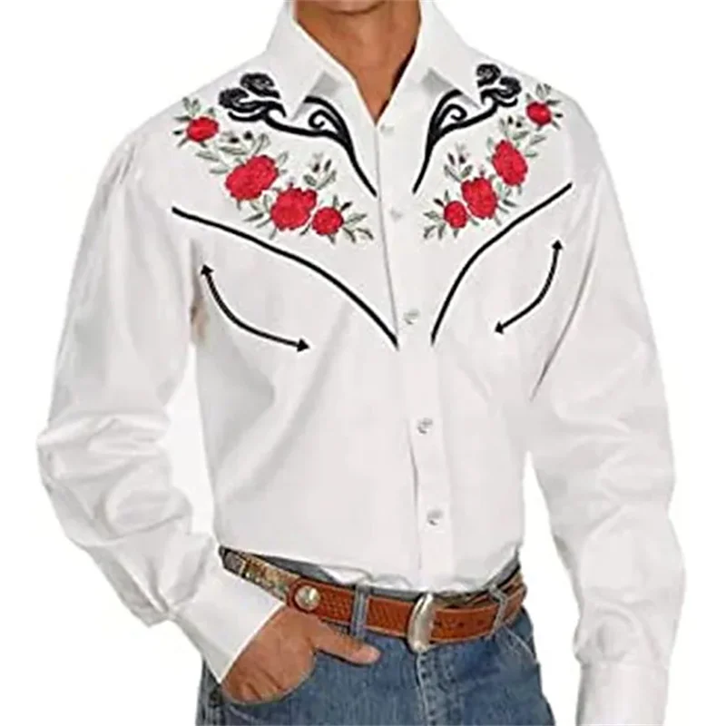 2023 Fashion Luxury Social Men's Shirt Polo Button Shirt Casual Western Print Top Men's Prom Cardigan Top Plus Size S-6XL