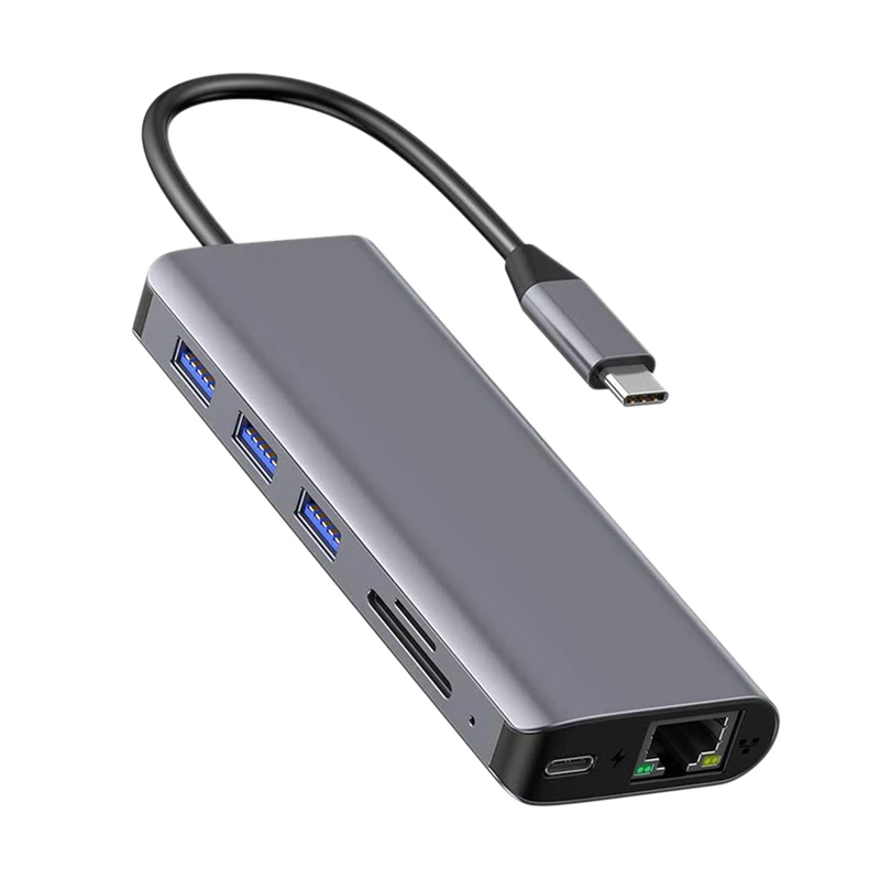 

Док-станция USB C HUB 7 в 1 HUB с кардридером 4K HDMI подходит для всех устройств USB C, ПК/планшета/смартфона