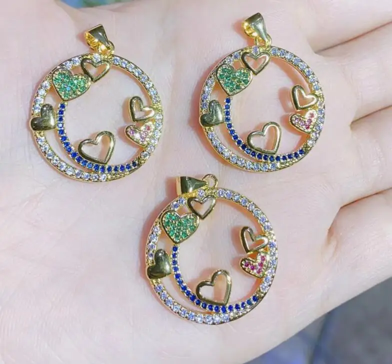 

Женское Ожерелье с кулоном в форме сердца, Золотистое Ожерелье с кристаллами из меди и фианита, Ювелирное Украшение fg4d, 1 шт.